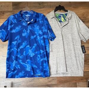 BIRDIE BOUND Golf Polos Lot of 2 Mens L Blue and Gray Performance Shirts